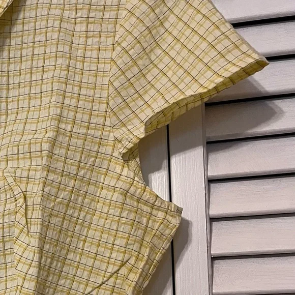 NWT Women’s Cider Tartan Yellow Check Pattern Button Up Shirt Sz S - Picture 3 of 7